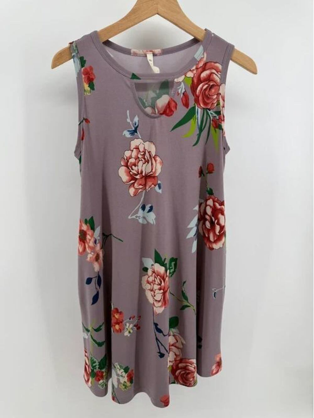 mts Medium Purple Floral Sleeveless Dress with Pockets